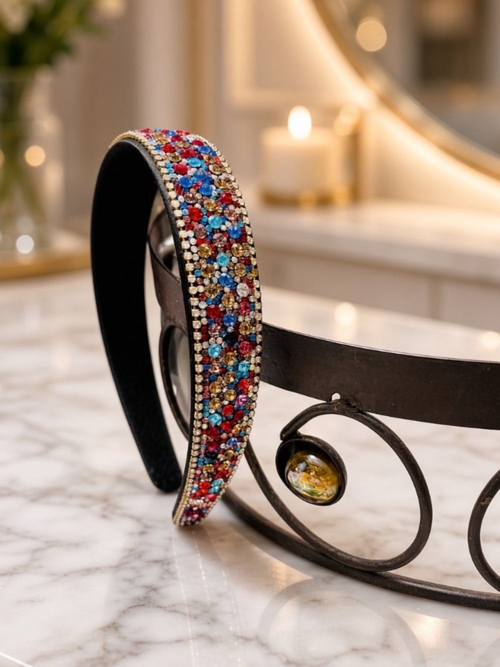 Multicolored Crystal Padded Headband New Boutique